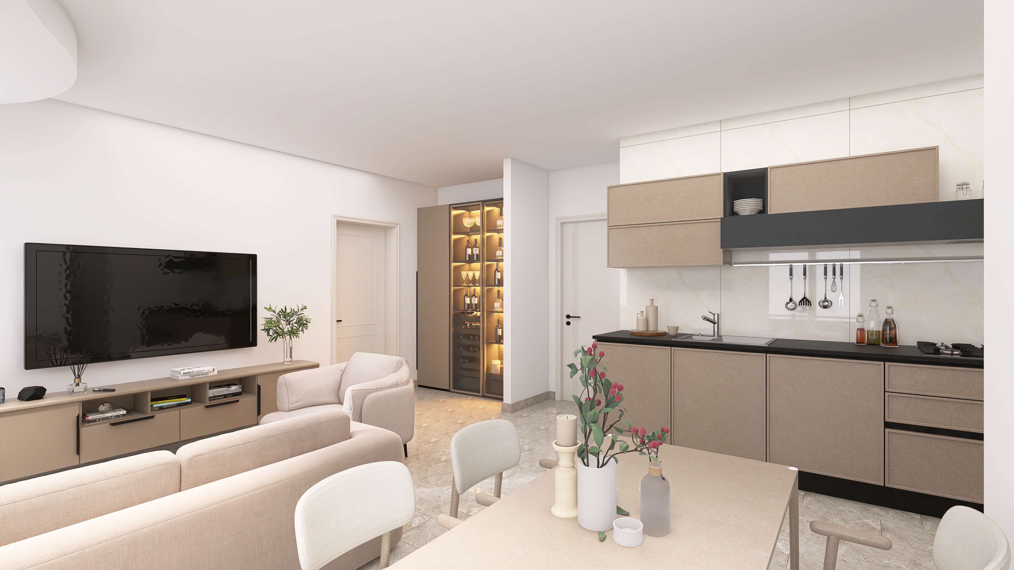 Render della soluzione progettuale per il frazionamento dell'immobile